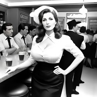 Vintage busty waitress