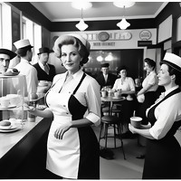 Vintage busty waitress