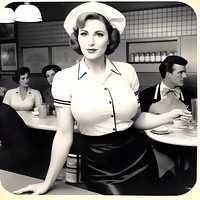 Vintage busty waitress