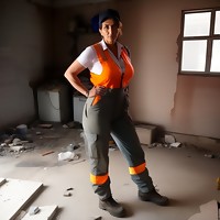 Construction inspector inspects abandoned buildings