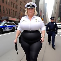 Fat policewomen barely fit in their uniform