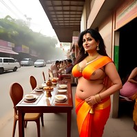 Naked Indian moms sell tea and spices at local market