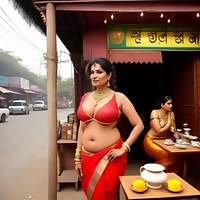 Naked Indian moms sell tea and spices at local market