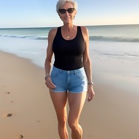 Thin woman walking on the beach