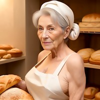 Grandma baking bread
